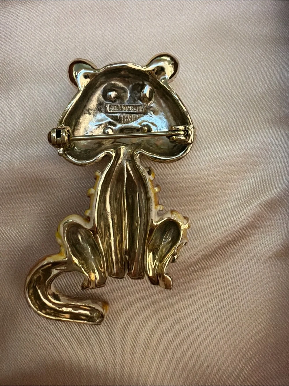 RARE Vintage Signed Hollycraft Enamel Tiger Brooch Pin - Excellent Condition!